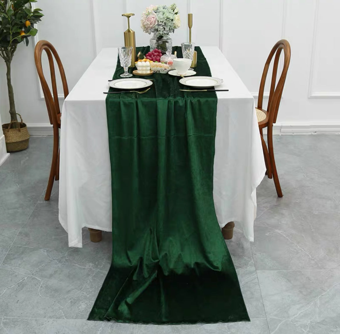 Green Satin Table Runner