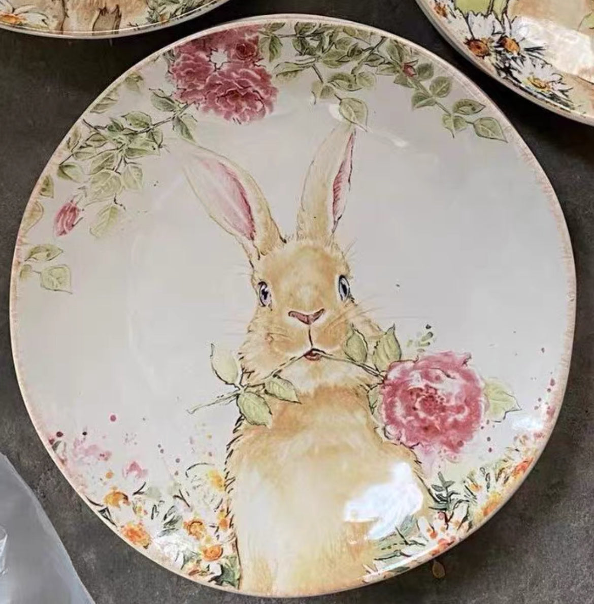 Floral Bunny Plates (Set of 3)