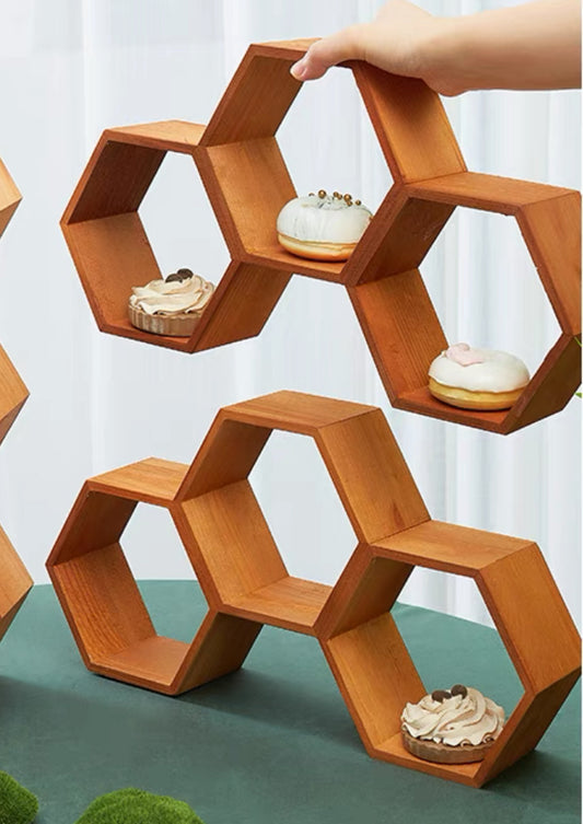 Honeycomb Wooden Display Shelf