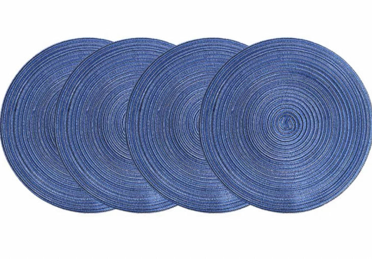 Handwoven Blue Straw Placemats (Set of 4)