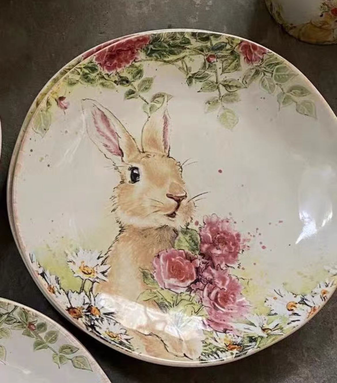 Floral Bunny Plates (Set of 3)