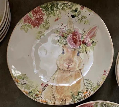 Floral Bunny Plates (Set of 3)